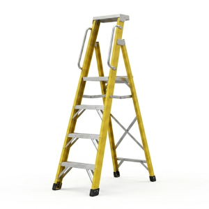 Escalera de plataforma plegable de fibra de vidrio con baranda segura